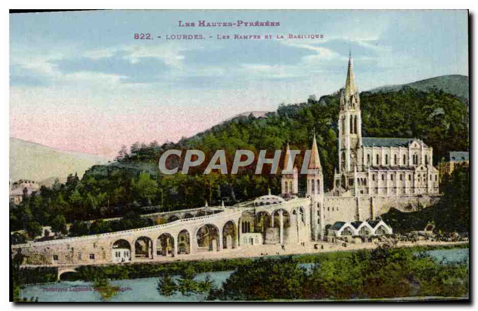 Lourdes - Die Rampen und die Basilika — Verlag: Théodore Lissard, Nr. 822