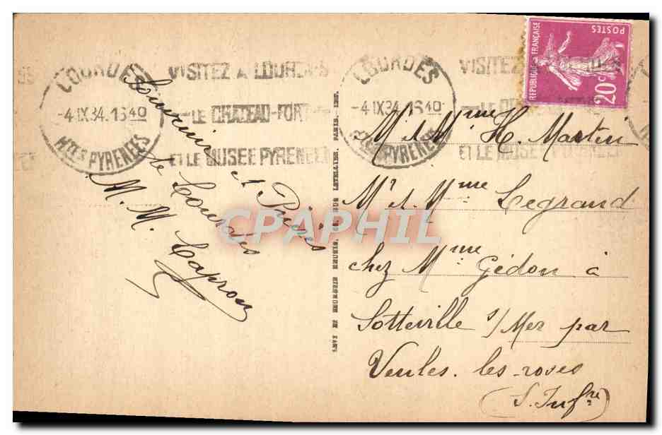 CPA Lourdes La Basilique Et Le Calvaire Breton — Verso