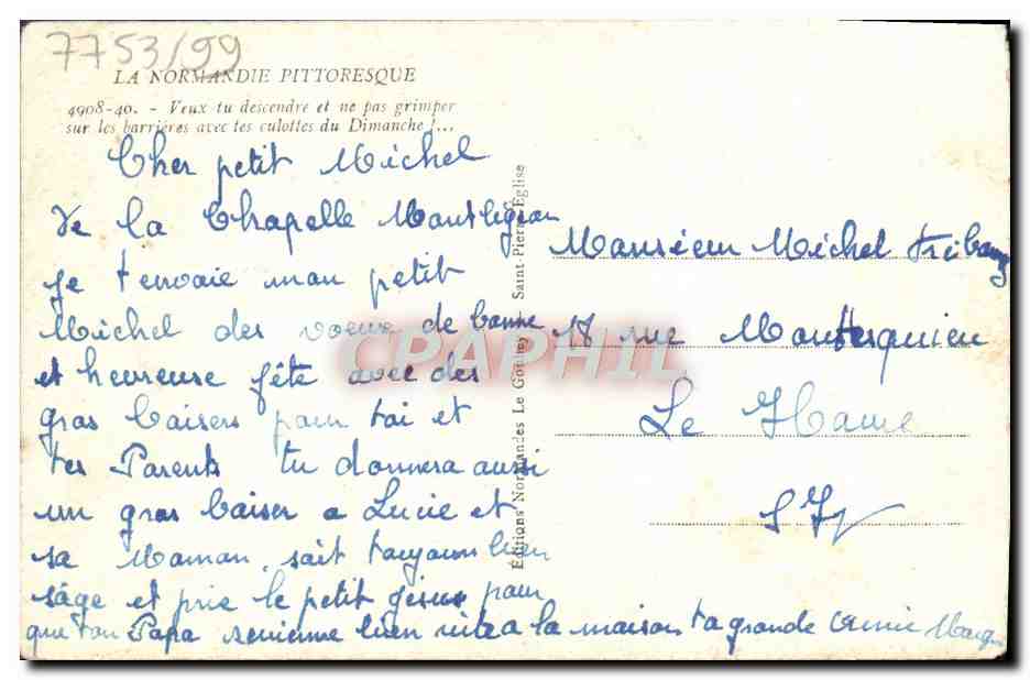 CPA La Normandie Pittoresque Folklore — Rückseite