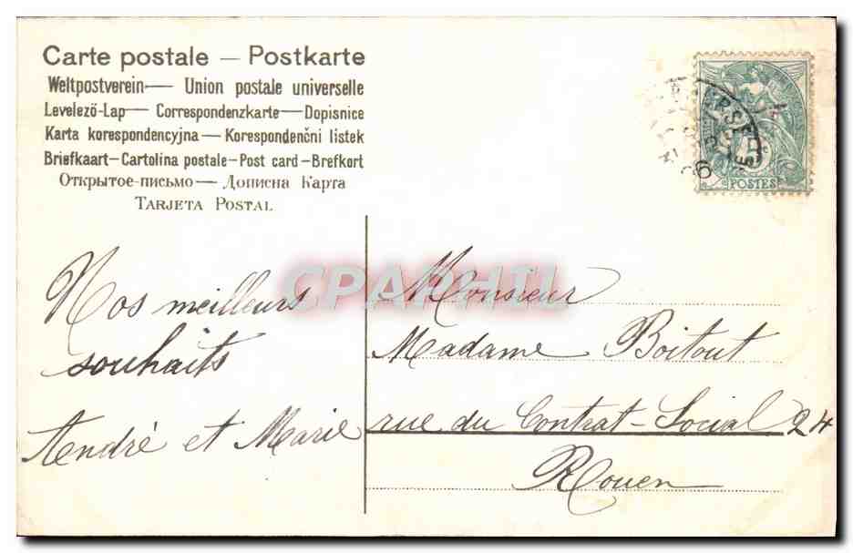 CPA Fantaisie Heureuse Annee Colombes Fleurs — Rückseite