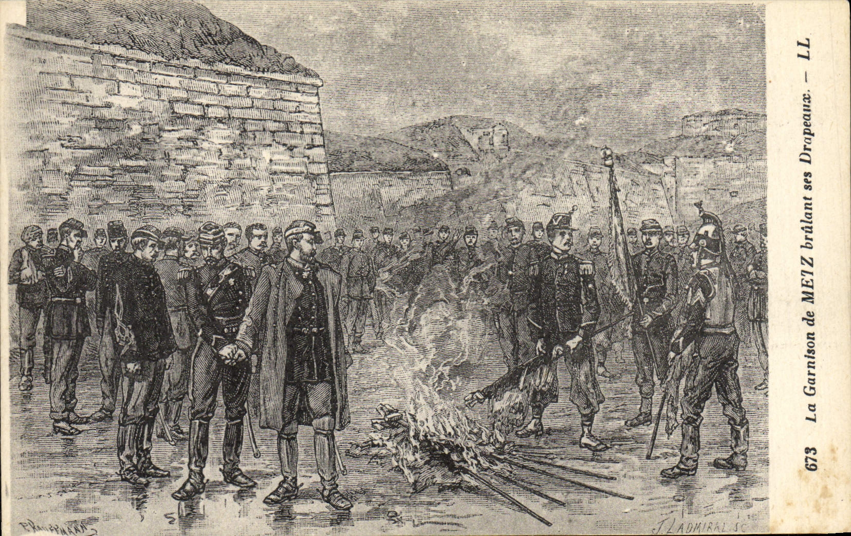 CPA La Garnison De Metz Brulant Ses Drapeaux Militaria