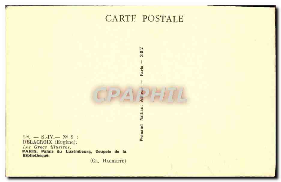 CPA Delacroix Paris Palais Du Luxembourg Coupole De La Bibliotheque Les Grecs illustres — Verso