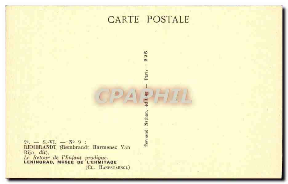 CPA Rembrandt Le Retour De l'Enfant prodigue Leningrad Musee De L'Ermitage — Verso