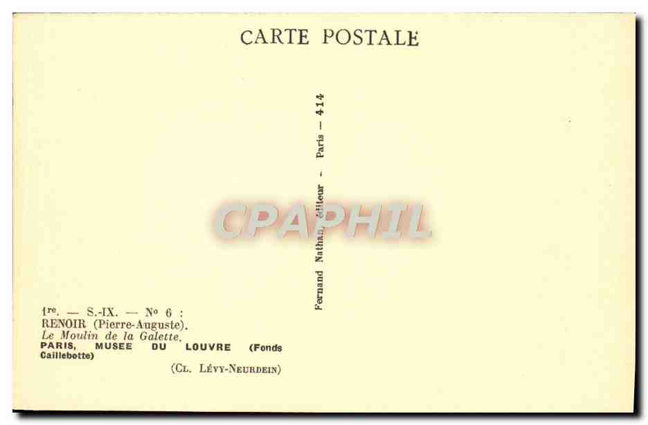 CPA Renoir Paris Musee Du Louvre Le moulin de la Galette  — Verso