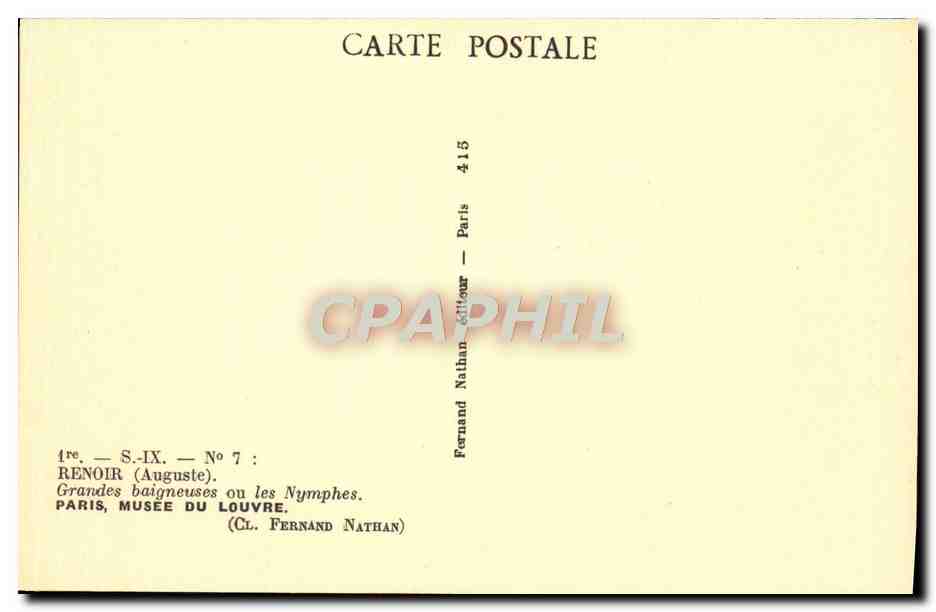 CPA Renoir Paris Musee Du Louvre Grandes baigneuses ou les nymphes — Verso