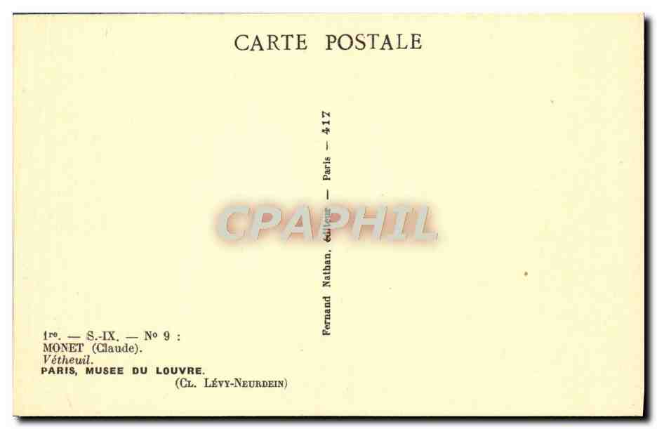 CPA Monet Vetheuil Paris Musee du Louvre — Rückseite