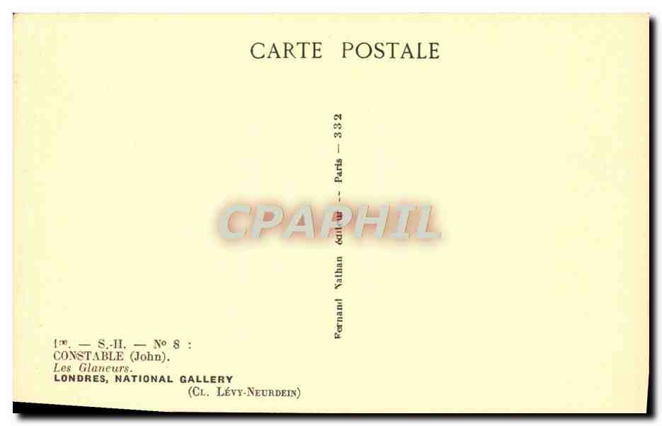 CPA Constable Les glaneurs Londres National Gallery  — Verso