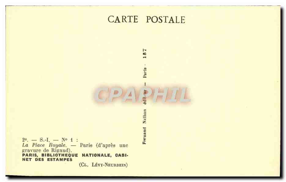 CPA Paris Bibliotheque Nationale Cabinet Des Estampes La place royal — Rückseite