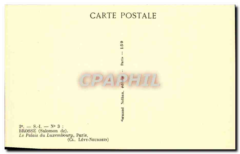 CPA Brosse Le Palais Du Luxembourg Paris — Rückseite
