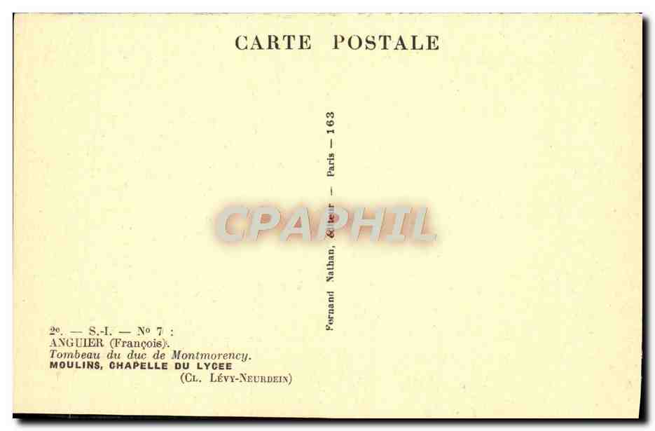 CPA Anguier Moulins Chapelle Du Lycee Tombeau du Duc de Montmorency — Verso