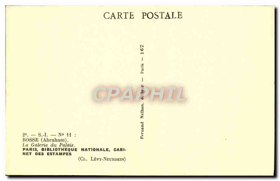 CPA Bosse La Galerie Du Palais Paris Bibliotheque Nationale Cabinet Des Estampes — Rückseite