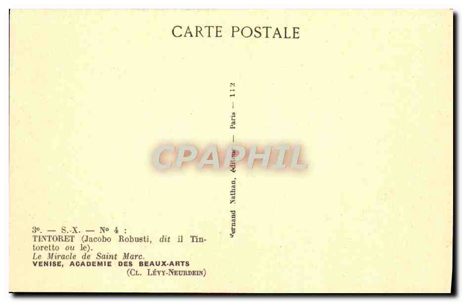 CPA Tintoret Venise Academie Des Beaux Arts Le miracle de Saint Marc — Verso