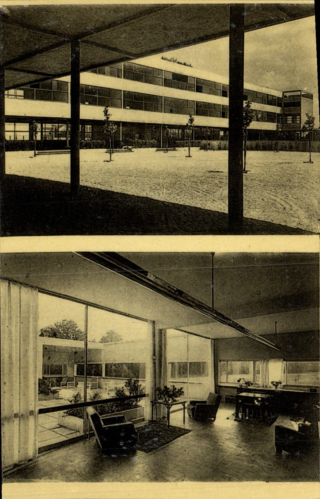CPA Le Corbusier Et Jeanneret Salon D'Une Villa Ouverte Sur Un Jardin Suspendu Poissy Villejuif Ecole de filles 