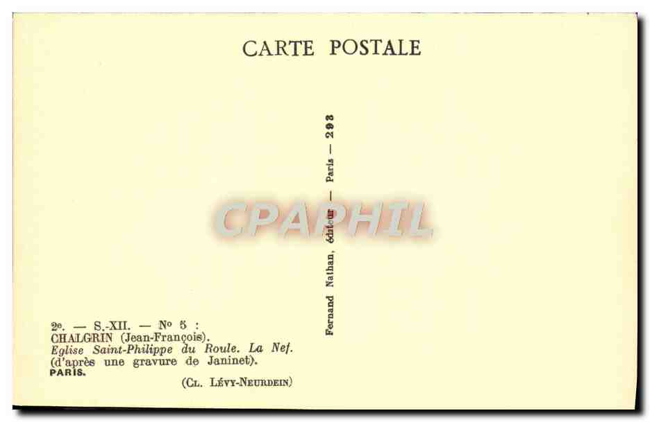 CPA Chealgrin Eglise Saint Philippe Du Roule La Nef Paris — Rückseite