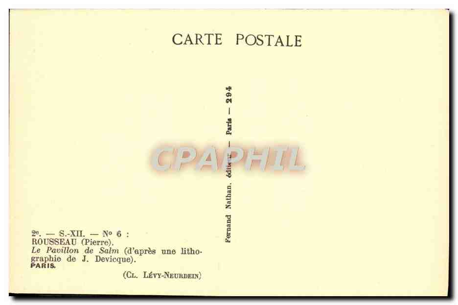 CPA Rousseau Le Pavillon De Salm Paris — Rückseite