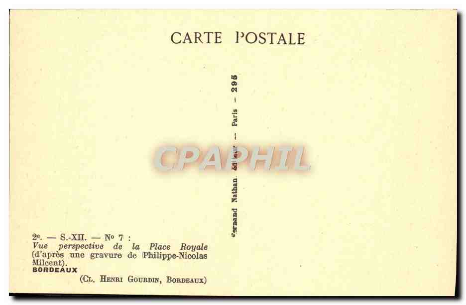 CPA Vue Perspective De La Place Royale Bordeaux — Verso