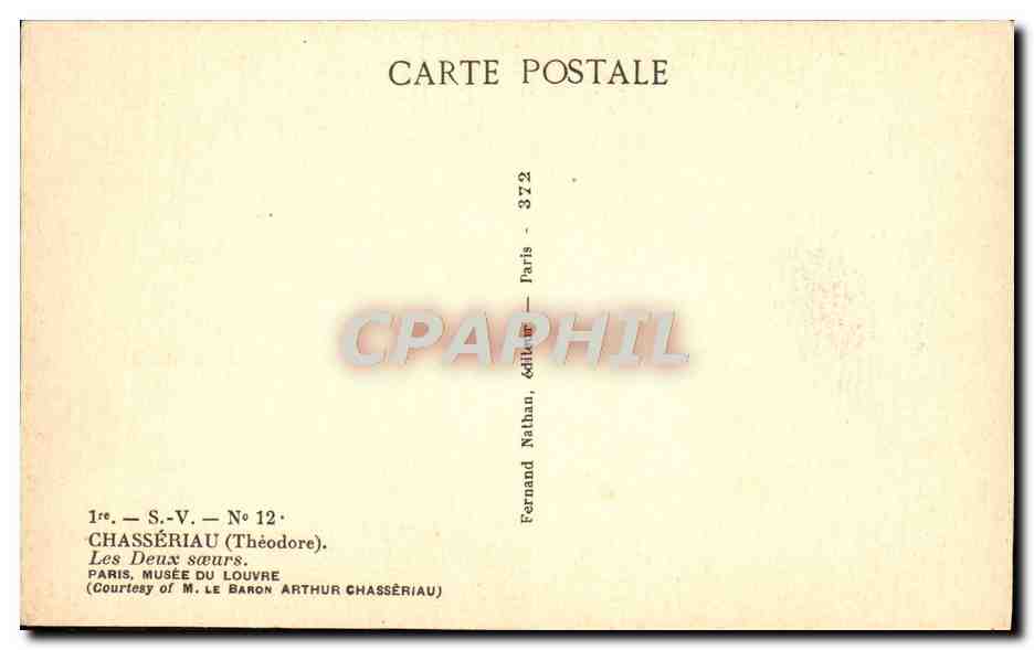 CPA Chasseriau Les Deux Soeurs Paris Musee Du Louvre — Rückseite