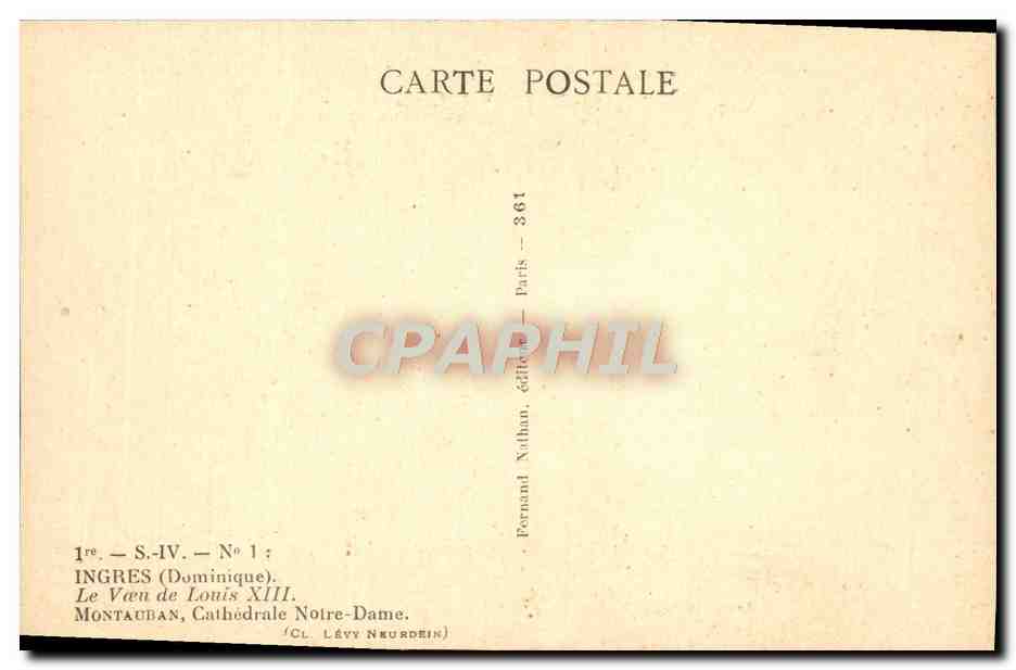 CPA Ingres Le Voeu De Louis Montauban Cathedrale Notre Dame — Verso