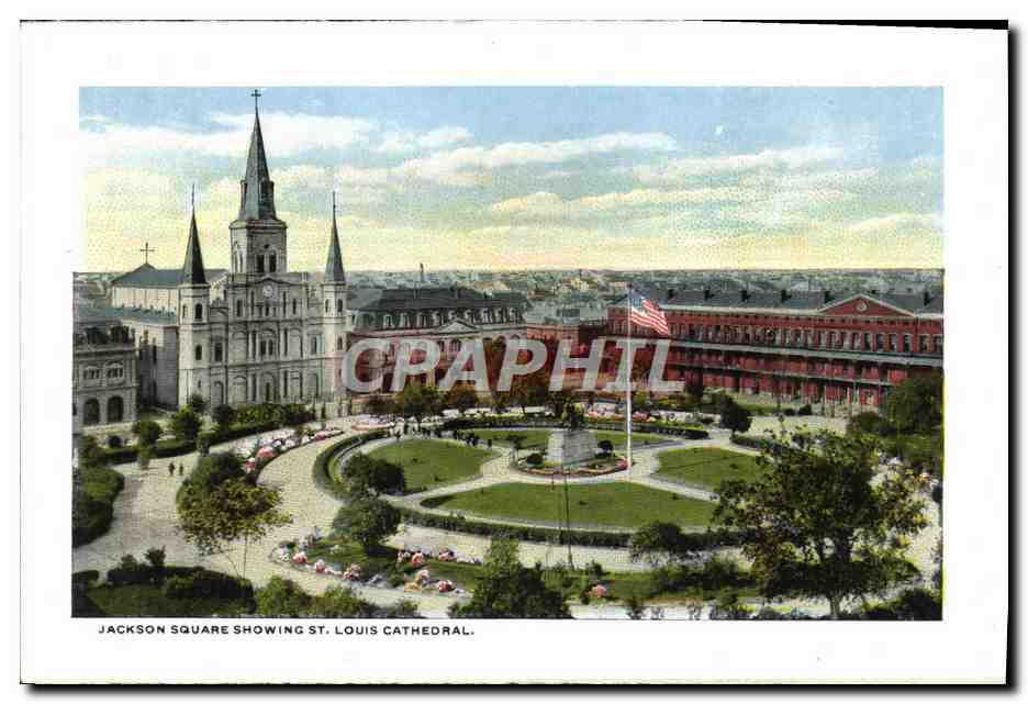 CPA St Roch's Chapel Jackson Square showing St Louis Cathedral — Rückseite