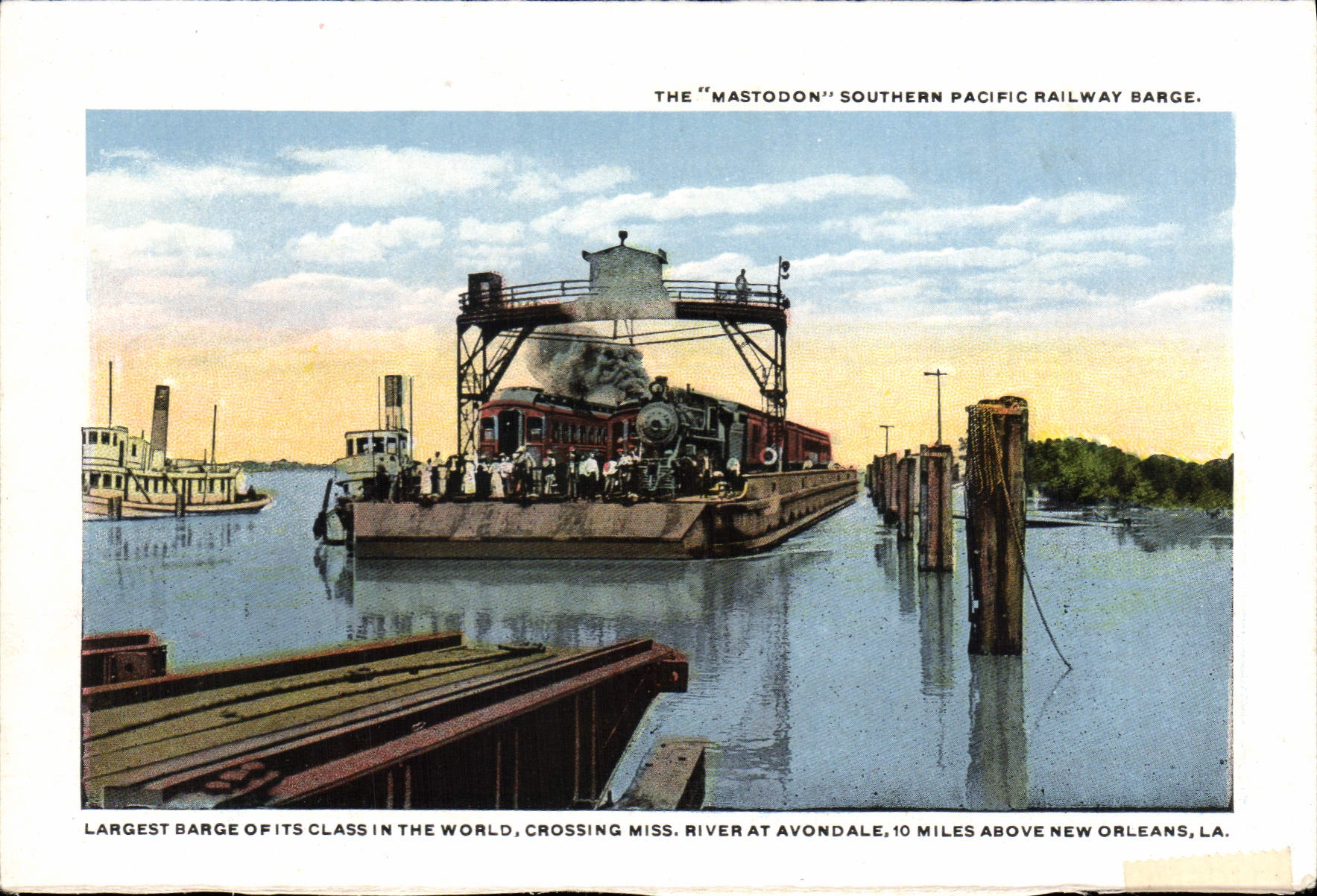 CPA The Mastodon Southern Pacific Railway BargeLargest Barge Ofits Class In Th World Crossing Miss Riverat Avondale Mile