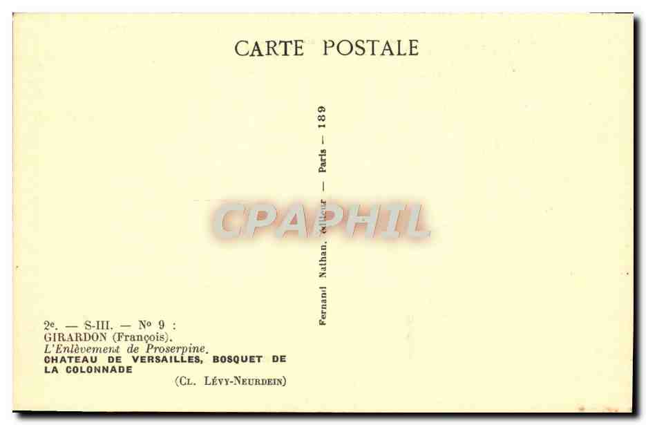 CPA Girardon L'Enlevement De Proserpine Chateau De VersaillesBosquet De La Colonnade — Verso