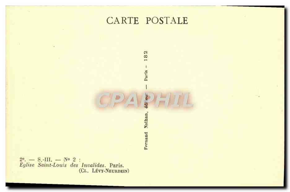 CPA Eglise Saint Louis Des Invalides Paris — Rückseite