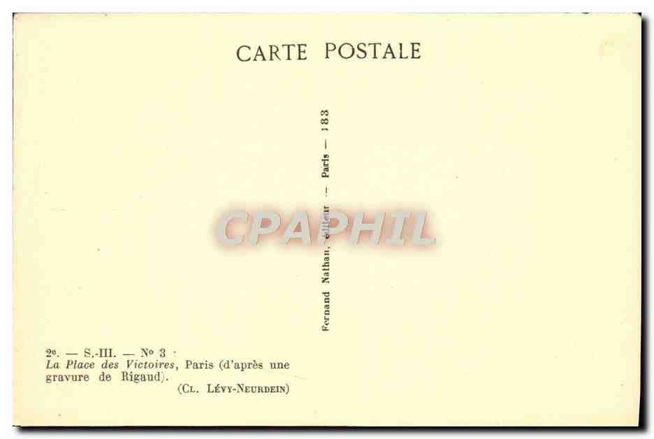 CPA La Place Des Victoires Paris — Rückseite