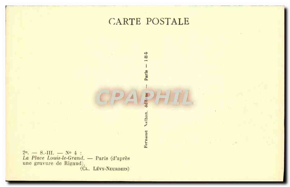 CPA La Place Louis Le Grand Paris — Rückseite