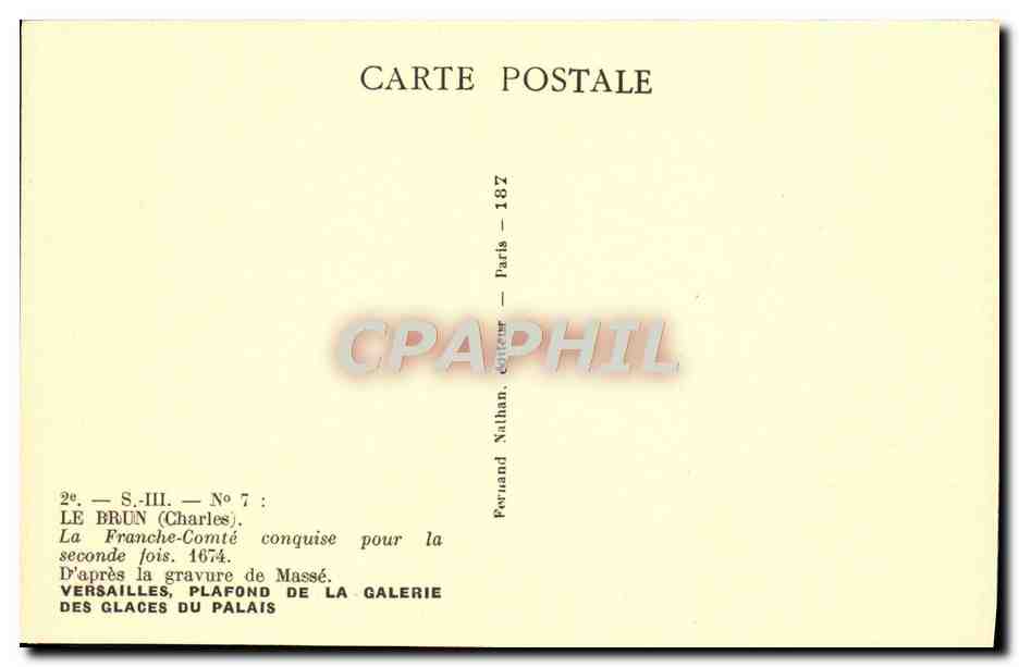 CPA Le Brun La Franche Comte Conquise Pour Versailles Plaford De La Galerie Des Glaces Du Palais — Verso