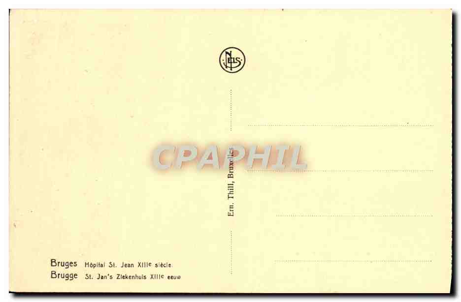 CPA Bruges Hopifal St Jean  — Rückseite