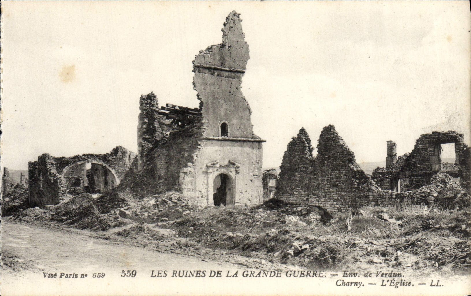 Ruines de la Grande Guerre — Env. de Verdun — L'Église — Charny — LL. — Visé Paris n° 559