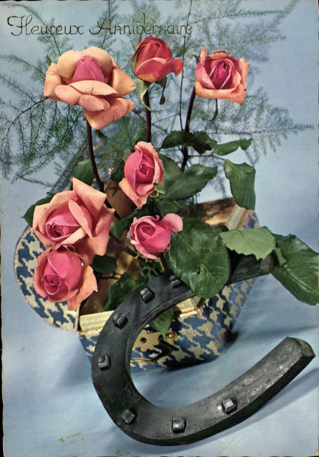 CPM Fantaisie Fleurs Fer a cheval