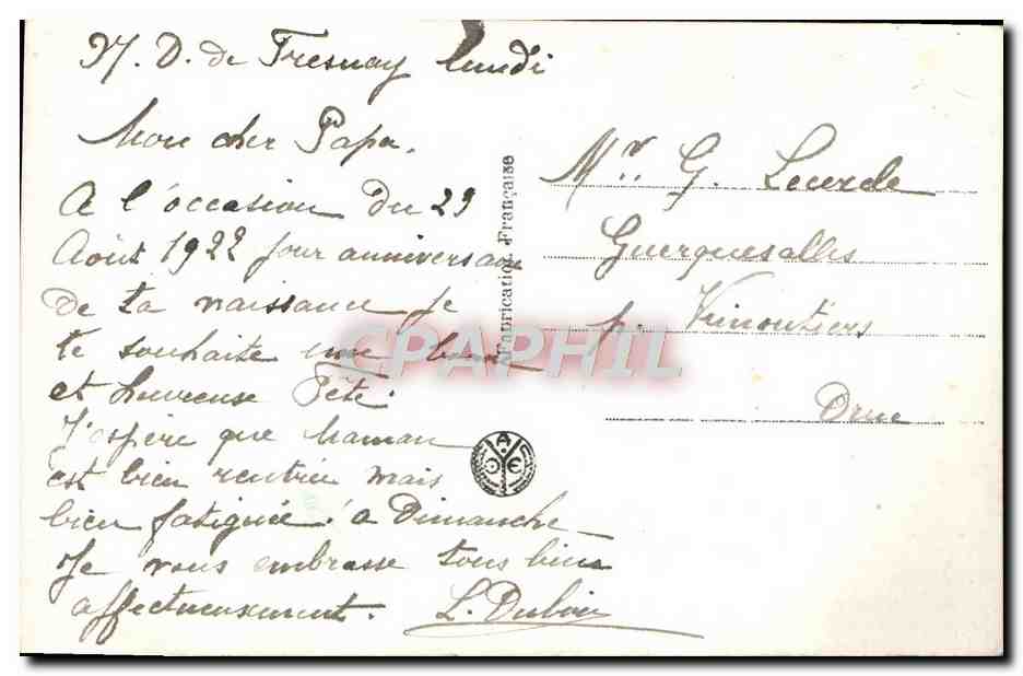 CPA Fantaisie Fleurs  — Verso