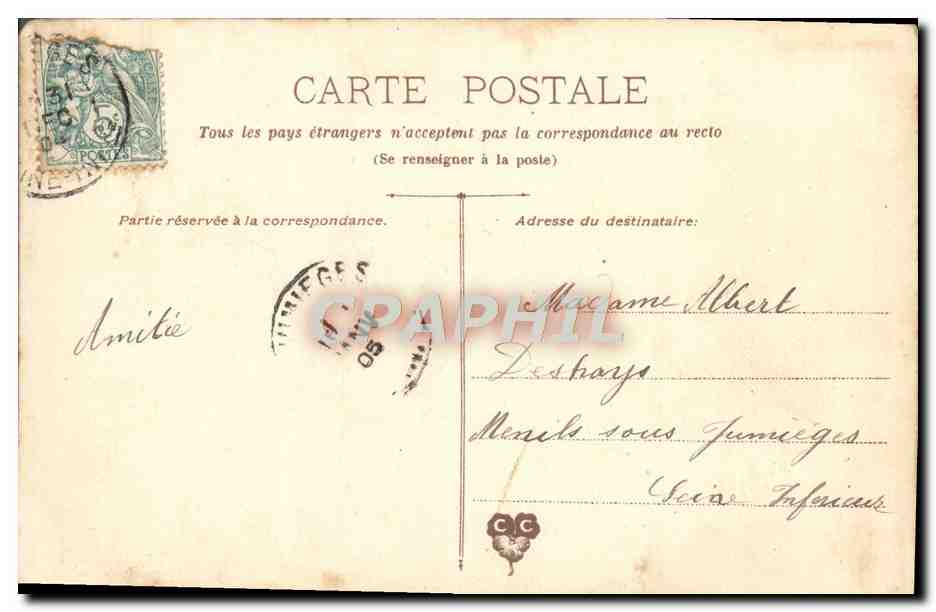 CPA Fantaisie Fleurs Papillon — Verso