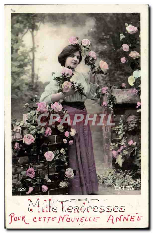 CPA Fantaisie Fleurs Femme