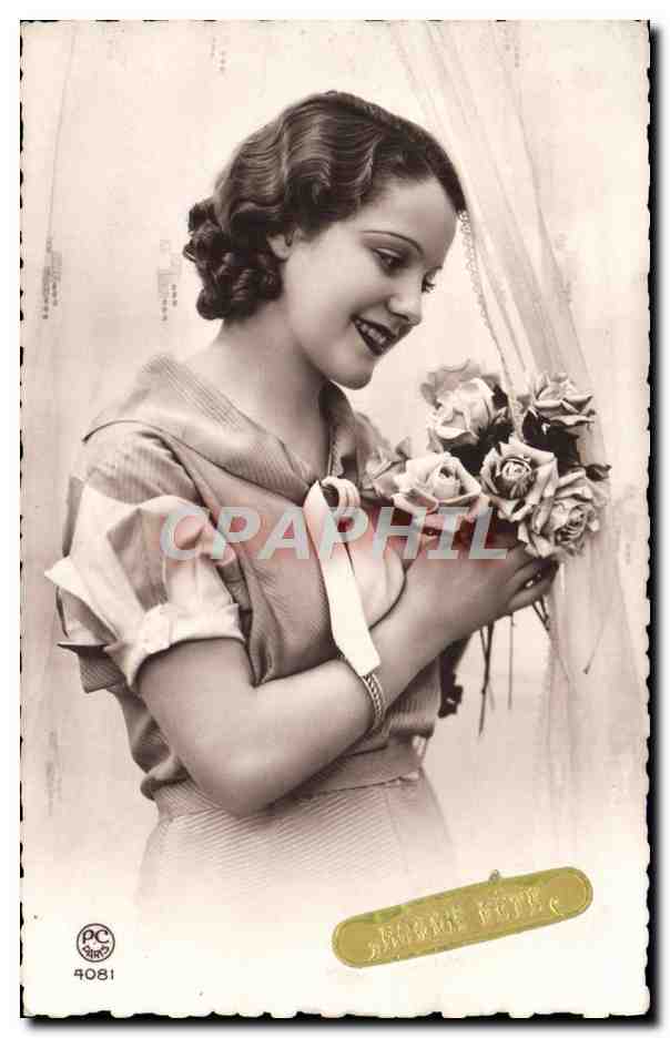 CPA Fantaisie Fleurs Femme