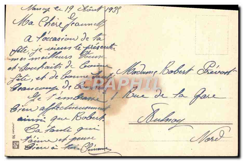 Roses — carte de vœux — éditeur non visible — Rückseite