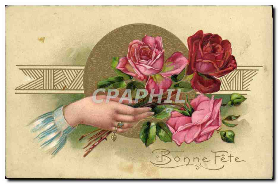 Bouquet de roses — Bonne Fête — éditeur P.F. Série 5509