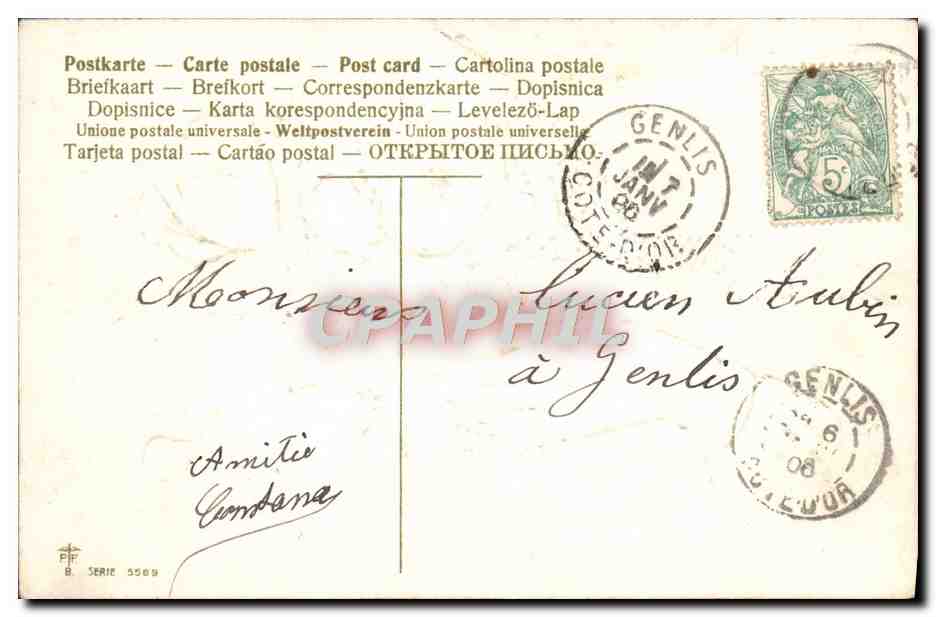Bouquet de roses — Bonne Fête — éditeur P.F. Série 5509 — Rückseite