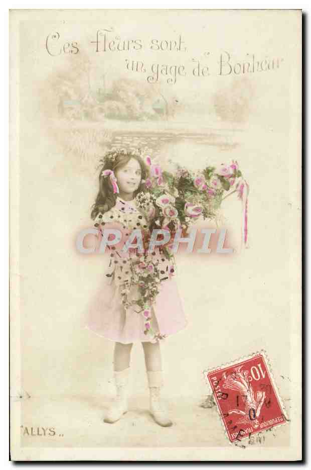 CPA Fantaisie Fleurs Enfant