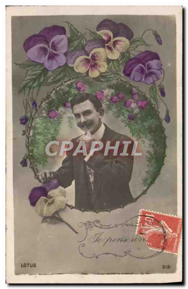 CPA Fantaisie Fleurs Homme