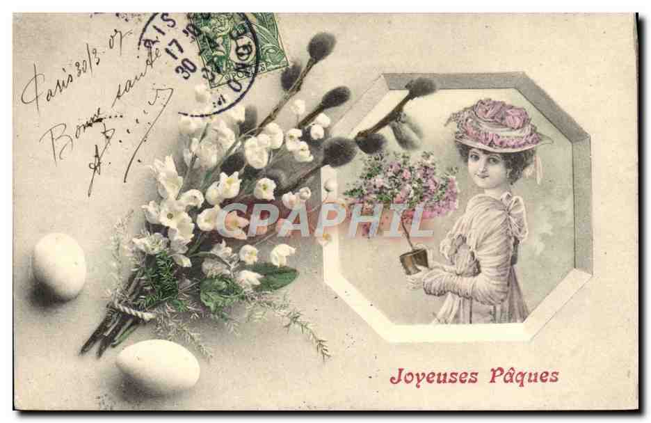 Frühlingsblumen und junge Frau — Frohe Ostern — A.S. Serie 426