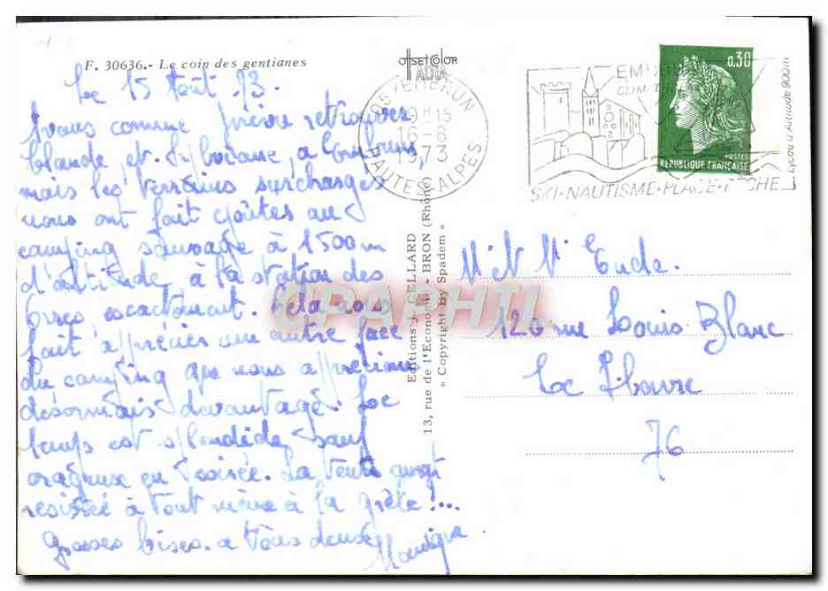 CPM Fantaisie Fleurs Coin des Gentianes — Rückseite