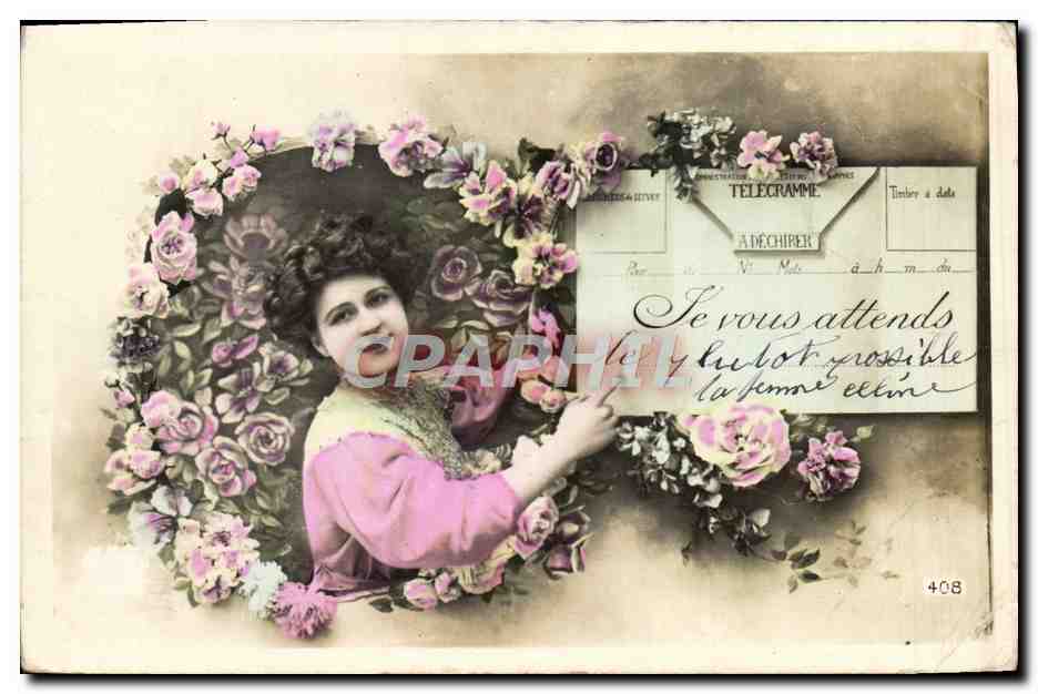 CPA Fantaisie Fleurs Femme