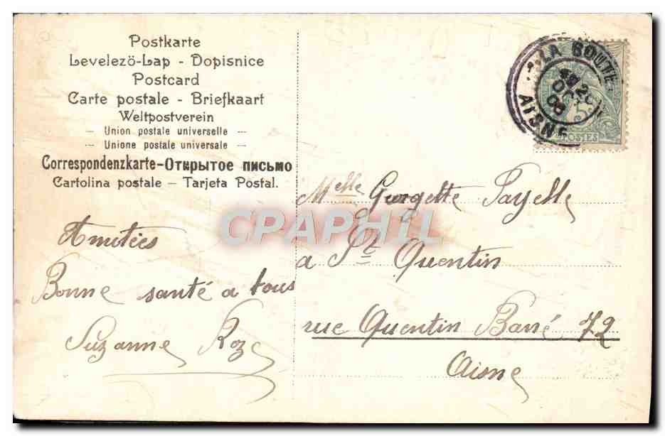 CPA Fantaisie Fleurs Femme Colombe — Verso
