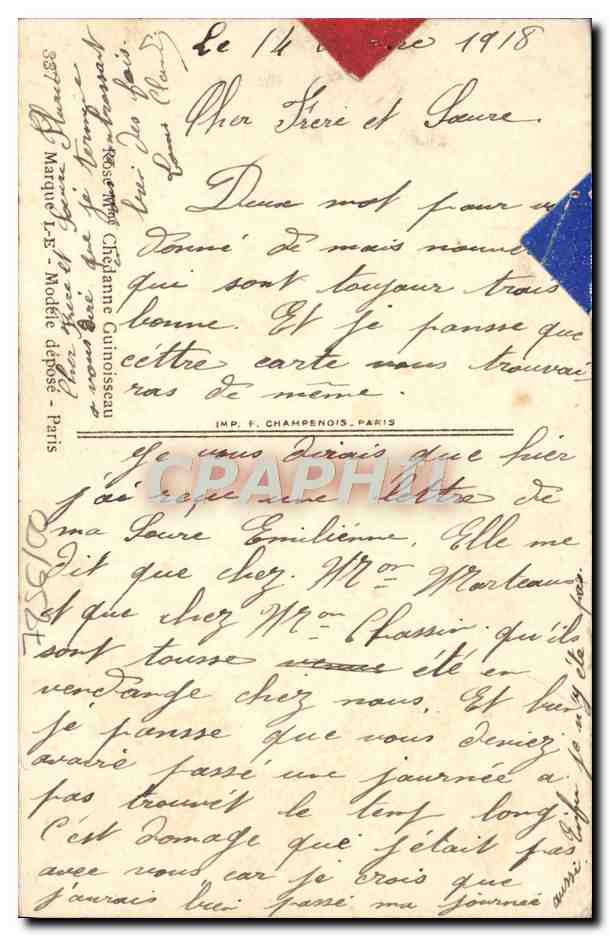 CPA Fantaisie Fleurs Vive la France — Back
