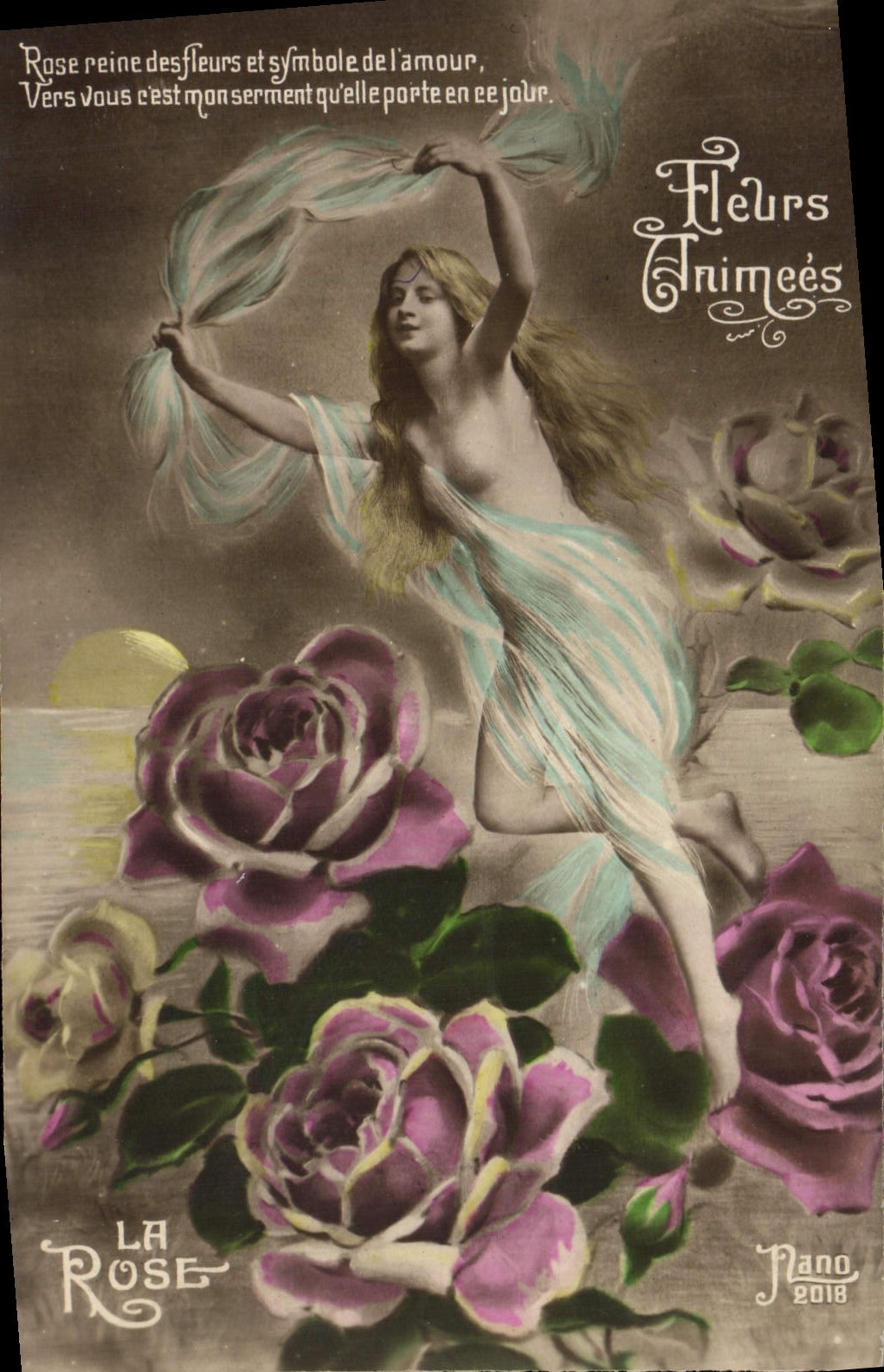 CPA Fantaisie Fleurs Femme