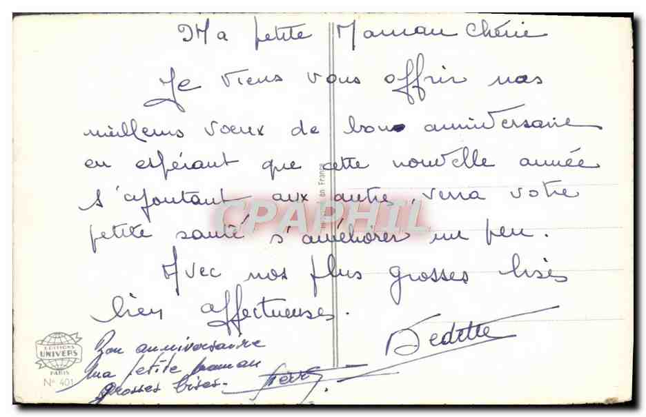 CPA Fantaisie Fleurs Oiseau — Verso