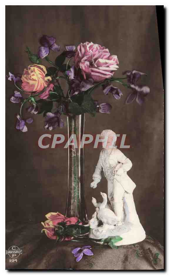 CPA Fantaisie Fleurs Santon