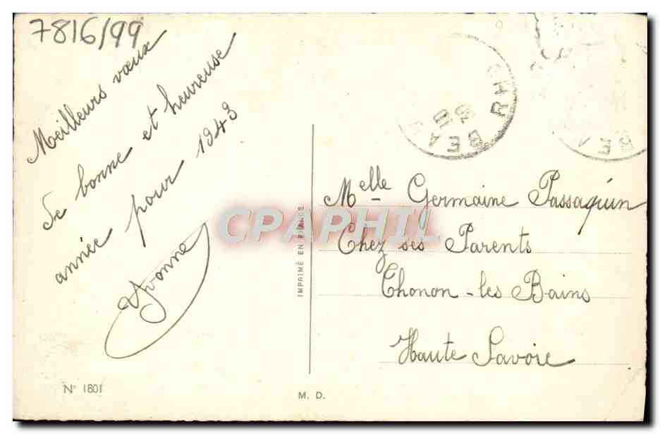 CPA Fantaisie Fleurs Fer a cheval — Verso